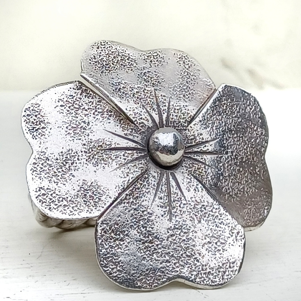 Large Flower Silver Ring